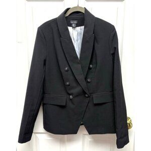 Nicole Miller Black Blazer Short White Striped Lining Work Office Women’s L